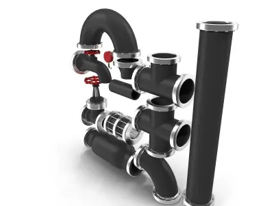 Industrial Pipes 3D model Textured