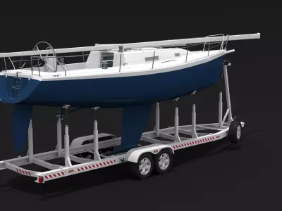 Sailboat and Trailer 3D model