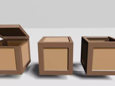 Low Poly Wooden Crate Set  Open  Box  Stylized Game Asset Low-poly 3D model