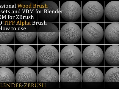 77 Wood Brush-ZBrush Vdm-Blender VDM-Alpha-Vol 09 3D model