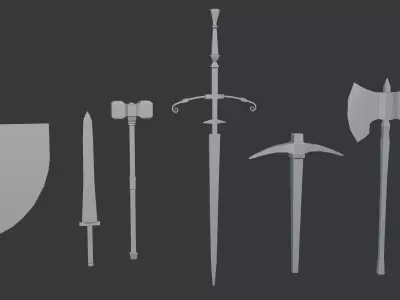 Simple Medieval Weapon Pack Low-poly 3D model