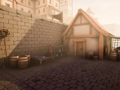 Medieval Port City - Modular Pack Low-poly 3D model