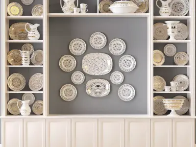 Cupboard with dishes 3D model