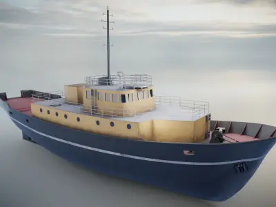 Industrial Ship Low-poly 3D model