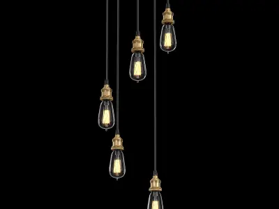 FACTORY FILAMENT BARE BULB ROUND PENDANT 3D model