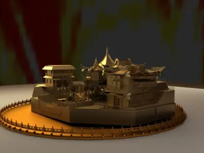 Chinese Ancient House 3D model 10