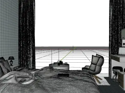 Hotel Room 3D model Low-poly 3D model