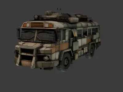 Dystopia style Bus Low-poly 3D model
