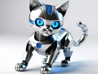 Cute SciFi Robotic Cat Model 3D model