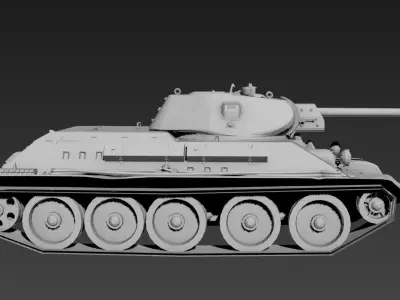 T-34 Low Poly tank 3D print model