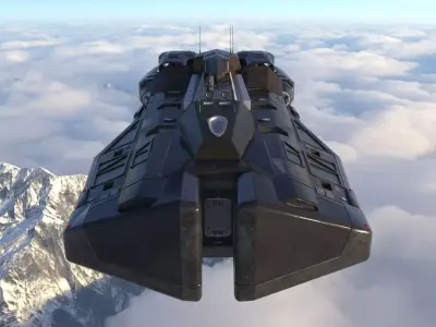 Sci-Fi Spaceship Missile Boat - Low Poly PBR 3D Model Low-poly 3D model