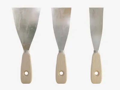 Wooden Spatula for Putty Low-poly 3D model