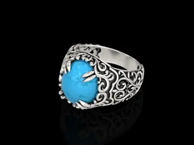 Antique Oval Filigree Ring 3D print model