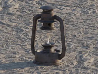 Kerosene lamp Low-poly 3D model purchase