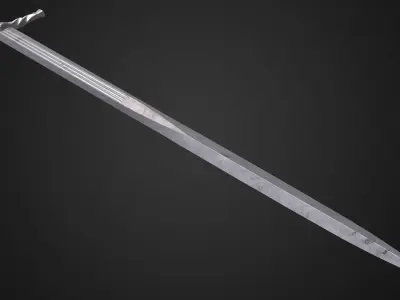 Medieval sword Low-poly 3D model 13
