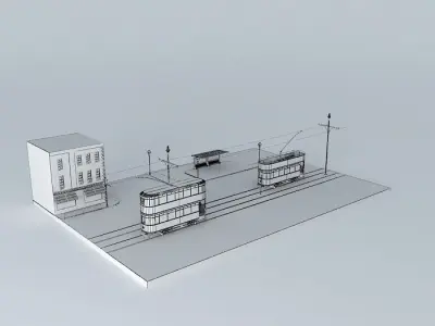 Lady and the Tram Free 3D model