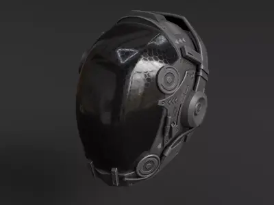 scifi helmet Low-poly 3D model 4