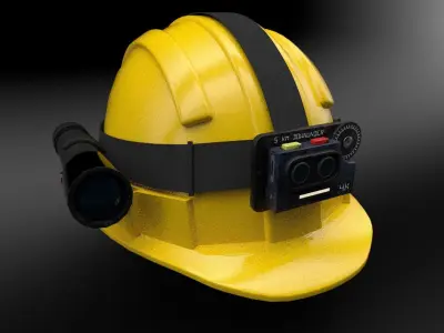 Mining Helmet and Accessories Low-poly 3D model