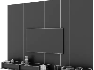 tv wall set 07 Free 3D model