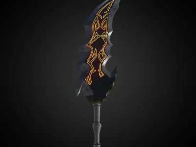 Wounded Sword Emissive Orange Low-poly 3D model