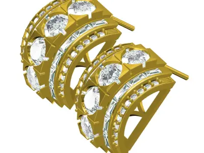 Antique Art Deco Diamond Earring 3D print model