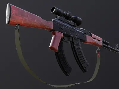 Ak 47 Low-poly 3D model 6