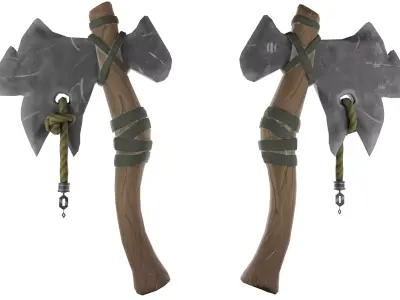 Stylized axe Low-poly 3D model 17