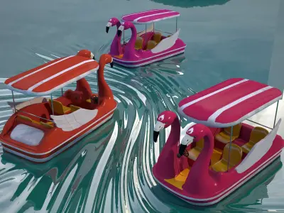 Pedal boat - flamingo Low-poly 3D model
