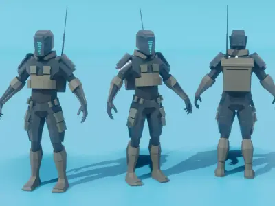 Low poly military robot Free low-poly 3D model