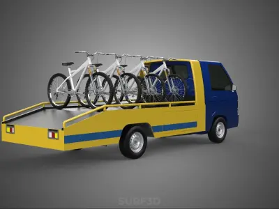 BICYCLE MOUNTAIN BIKE MTB TRAIL TOW TRUCK FLATBED TOWING PICK UP 3D model