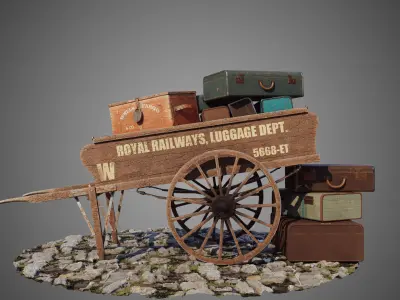 Luggage cart Low-poly 3D model