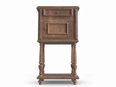 Nightstand old wooden cabinet 3D model