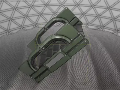 Sci-Fi Stairs - 3 - Green Version Low-poly 3D model