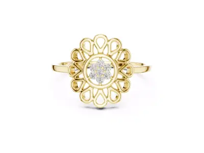 Jewelry Vintage Floral Diamond Halo Filigree Ring 3D print model