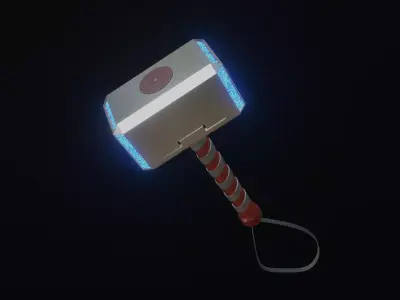  Low Poly Thor Hammer Free 3D model