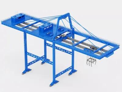 Industrial Port Gantry Crane And Container Handling System 3D model