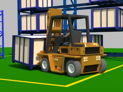 Modern Shelf Model scene with forklift 3D model