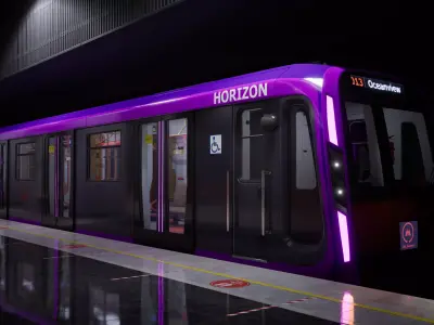 Subway Train Royal Purple Low-poly 3D model