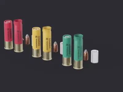 12 Gauge Sabot Slug Ammunition Collection 3D Model Pack