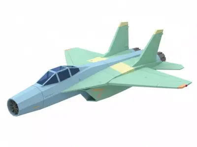 Low Poly Fighter Jet 3D Model Stylized Military Aircraft Low-poly 3D model