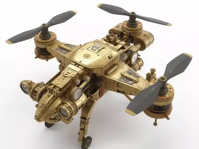Steampunk Heavy Tactical Combat Drone 3D Model Low-poly 3D model