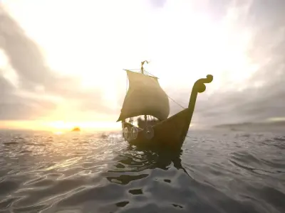Vikings ship Low-poly 3D model