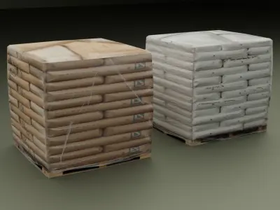 Cement Bags On Pallet Low-poly 3D model