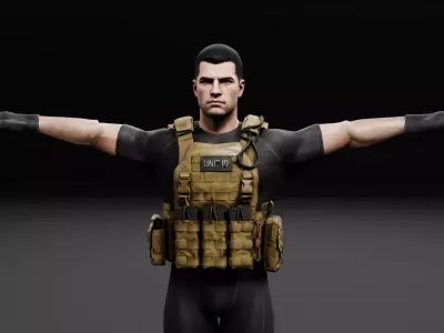 Modular Tactical Soldier  Game Ready And Rigged Low-poly 3D model