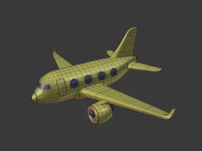 Cartoon Plane Low-poly 3D model get