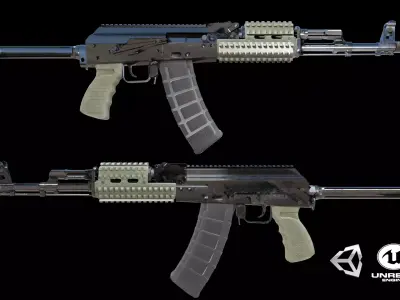Ak-74 two ak - rifles Low-poly 3D model