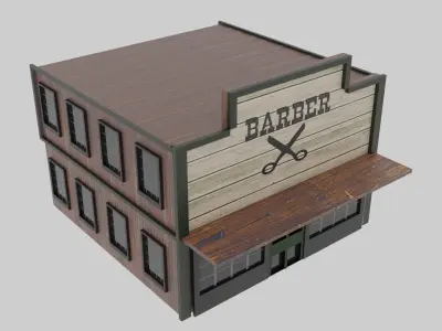 Wild West - Barber Low-poly 3D model