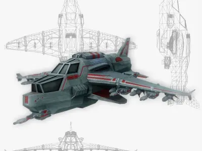 Spaceship fighter 3 game ready Low-poly 3D model