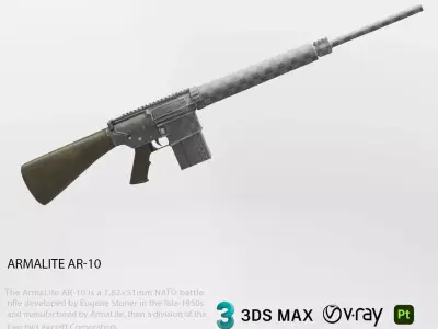 Armalite AR10 Low-poly 3D model