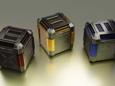 Metallic SCI-FI Box - 3 colors Low-poly 3D model